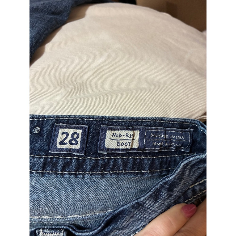 Miss Me Mid Rise Bootcut Jeans Embellished Flap Pocket Blue 28 ME8055B7R - Picture 5 of 8
